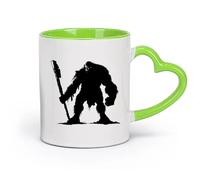 DEBINGY cerámica Taza de té latte de porcelana Ogro de silueta, raza mítica del juego con solo un gran garrote. （11oz/320ml） Para cafetería o regalo Verde