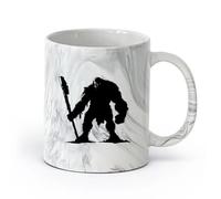 DEBINGY cerámica Taza de té latte de porcelana Ogro de silueta, raza mítica del juego con solo un gran garrote. （11oz/320ml） Para cafetería o regalo Negro mármol