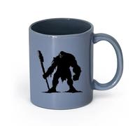DEBINGY cerámica Taza de té latte de porcelana Ogro de silueta, raza mítica del juego con solo un gran garrote. （11oz/320ml） Para cafetería o regalo Gris azulado