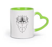DEBINGY cerámica Taza de té latte de porcelana Símbolo del hinduismo, flor abstracta, estudio de yoga Lotus （11oz/320ml） Ideal para usar en casa y la oficina Verde