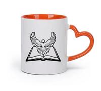 DEBINGY cerámica Taza de té o café original Animales y aves Libro mayor Biblia Paloma blanca Espíritu Santo （11oz/320ml） Para el hogar o el trabajo Naranja