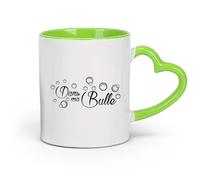 DEBINGY cerámica Taza de té o café original Baño de burbujas francés Dans Ma Bulle Ducha relajante （11oz/320ml） Ideal para el hogar, la oficina, cafeterías, ideas de regalo Verde
