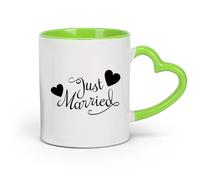 DEBINGY cerámica Taza de té o café original Boda en coche con forma de corazón de recién casados （11oz/320ml） Oficina, hogar, cafetería, apto para lavavajillas y microondas Verde