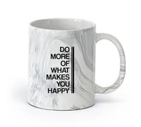 DEBINGY cerámica Taza de té o café original Haz más cosas que te hagan feliz: citas inspiradoras （11oz/320ml） Taza de cerámica para capuchino, té, leche Negro mármol