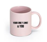 DEBINGY cerámica Taza de té o café original Tu única limitación eres tú mismo Cita de motivación del gimnasio （11oz/320ml） Para hombres y mujeres Rosa