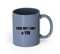 DEBINGY cerámica Taza de té o café original Tu única limitación eres tú mismo Cita de motivación del gimnasio （11oz/320ml） Para hombres y mujeres Gris azulado