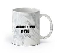 DEBINGY cerámica Taza de té o café original Tu única limitación eres tú mismo Cita de motivación del gimnasio （11oz/320ml） Para hombres y mujeres Negro mármol