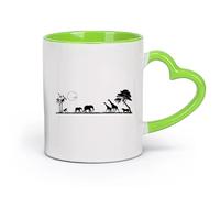 DEBINGY cerámica Taza de té Safari Jirafa Elefante Árbol Paisaje Cabecera Cama África Zoológico Animal Bosque Vida Silvestre （11oz/320ml） Restaurante, oficina Verde