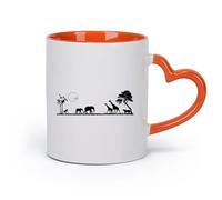 DEBINGY cerámica Taza de té Safari Jirafa Elefante Árbol Paisaje Cabecera Cama África Zoológico Animal Bosque Vida Silvestre （11oz/320ml） Restaurante, oficina Naranja