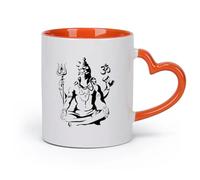 DEBINGY cerámica Taza de té Señor Shiva Señor Shiva Símbolo Ohm Yoga Símbolo OM India Meditación Shiva （11oz/320ml） Para cafetería o restaurante Naranja