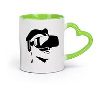 DEBINGY cerámica Taza de té Tecnología informática de pantalla montada en la cabeza de realidad virtual （11oz/320ml） Regalo para hombre o mujer Verde