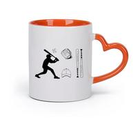 DEBINGY cerámica Taza de té Un conjunto de imágenes prediseñadas de béisbol, gorra de béisbol, pelota y bate con guantes, conjunto de siluetas （11oz/320ml） Para cafetería o regalo Naranja