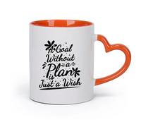 DEBINGY cerámica Taza de té Una meta sin un plan es solo un deseo, motivación, tipografía, cita, diseño. （11oz/320ml） Ideal para usar en casa y la oficina Naranja
