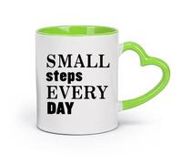 DEBINGY cerámica Taza de Té y Café Genial Citas inspiradoras para dar un pequeño paso cada día （11oz/320ml） Tazas de cerámica para el hogar o el trabajo Verde