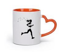 DEBINGY cerámica Taza de Té y Café Genial Corredora Chica Música Deportes Corredora Correr （11oz/320ml） Para café, sopa, té, leche, latte, chocolate caliente, para mujeres y hombres Naranja