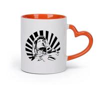 DEBINGY cerámica Taza de Té y Café Genial Dibujo de una persona maria con una capucha encima. （11oz/320ml） Taza de cerámica para capuchino, té, leche Naranja