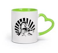 DEBINGY cerámica Taza de Té y Café Genial Dibujo de una persona maria con una capucha encima. （11oz/320ml） Taza de cerámica para capuchino, té, leche Verde