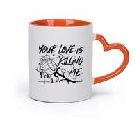 DEBINGY cerámica Taza de Té y Café Genial Una cita tipográfica Tu amor me está matando con premium （11oz/320ml） Para té, chocolate caliente Naranja