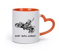 DEBINGY cerámica Taza, Taza de Café/Té Campeón de motos de cross Texto BMX Deportes Motocicleta （11oz/320ml） Café, té, latte, leche, cacao, zumo y otras bebidas calientes Naranja