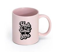 DEBINGY cerámica Taza, Taza de Café/Té Citas motivacionales: Tu límite eres tú mismo. Gymnasticsnasium （11oz/320ml） Apto para lavavajillas y microondas Rosa