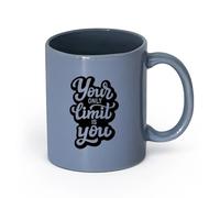 DEBINGY cerámica Taza, Taza de Café/Té Citas motivacionales: Tu límite eres tú mismo. Gymnasticsnasium （11oz/320ml） Apto para lavavajillas y microondas Gris azulado