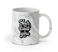 DEBINGY cerámica Taza, Taza de Café/Té Citas motivacionales: Tu límite eres tú mismo. Gymnasticsnasium （11oz/320ml） Apto para lavavajillas y microondas Negro mármol