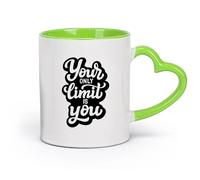 DEBINGY cerámica Taza, Taza de Café/Té Citas motivacionales: Tu límite eres tú mismo. Gymnasticsnasium （11oz/320ml） Apto para lavavajillas y microondas Verde