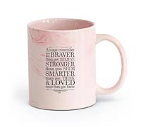 DEBINGY cerámica Taza, Taza de Café/Té Habitación Infantil Recuerda Siempre Que Eres Más Valiente （11oz/320ml） Cappuccino, Latte Macchiato, té, espresso Rosa mármol
