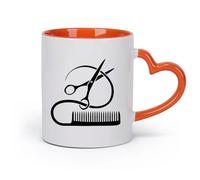 DEBINGY cerámica Taza, Taza de Café/Té Herramientas de peluquería Peluquería Estilista Salón de belleza （11oz/320ml） Apto para lavavajillas y microondas Naranja