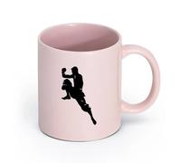 DEBINGY cerámica Taza, Taza de Café/Té Patada de muay thai de silueta, solo cuerpo completo （11oz/320ml） para amantes del café, mejores amigos del trabajo, compañeros de trabajo y amigos Rosa
