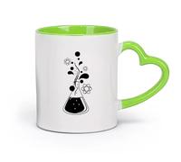 DEBINGY cerámica Taza, Taza de Café/Té Química Ciencia Educación Escuela Átomo Molécula Botella Espiral （11oz/320ml） Para café, avena, té, fácil de limpiar Verde