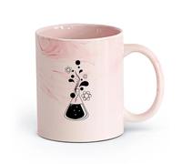 DEBINGY cerámica Taza, Taza de Café/Té Química Ciencia Educación Escuela Átomo Molécula Botella Espiral （11oz/320ml） Para café, avena, té, fácil de limpiar Rosa mármol
