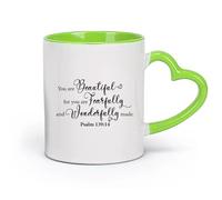 DEBINGY cerámica Tazas blancas Biblia Salmo 139:14 Chica, eres increíblemente hermosa, increíble, inspiradora, cristiana. （11oz/320ml） Gran regalo para parejas Verde