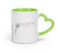 DEBINGY cerámica Tazas blancas Diente de león Nota musical Desierto Pradera Flor Planta Bosque Salvaje （11oz/320ml） Bebidas calientes, espresso Verde