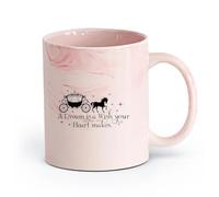 DEBINGY cerámica Tazas blancas El sueño de Cenicienta es un deseo que tu corazón le pide a la niña. （11oz/320ml） Apto para lavavajillas y microondas Rosa mármol
