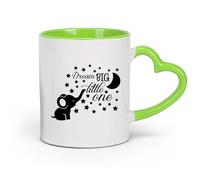 DEBINGY cerámica Tazas blancas Elefante bebé sueña con cosas grandes y pequeñas, cita sobre la luna y las estrellas. （11oz/320ml） Apto para microondas Verde