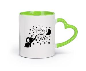 DEBINGY cerámica Tazas blancas Elefante bebé sueña con cosas grandes y pequeñas, cita sobre la luna y las estrellas. （11oz/320ml） Apto para microondas Verde