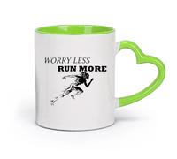 DEBINGY cerámica Tazas blancas Gimnasio Gimnasio Preocúpate menos, más Corredor Frases motivacionales Fitnesscenter Center （11oz/320ml） Para espresso, juego de té Verde