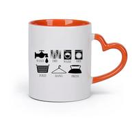 DEBINGY cerámica Tazas blancas Letreros de lavandería Lavado Plegable Colgando Prensa Cuarto de lavado Baño Letreros de lavandería Baño （11oz/320ml） Restaurante, oficina Naranja