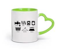 DEBINGY cerámica Tazas blancas Letreros de lavandería Lavado Plegable Colgando Prensa Cuarto de lavado Baño Letreros de lavandería Baño （11oz/320ml） Restaurante, oficina Verde