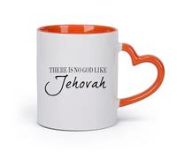 DEBINGY cerámica Tazas blancas No hay Dios como Jehová Versículos bíblicos Jesús Citas religiosas （11oz/320ml） Taza de cerámica para capuchino, té, leche Naranja