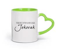 DEBINGY cerámica Tazas blancas No hay Dios como Jehová Versículos bíblicos Jesús Citas religiosas （11oz/320ml） Taza de cerámica para capuchino, té, leche Verde