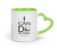 DEBINGY cerámica Tazas blancas Puedo hacerlo todo Stephen Curry Frases Jugador de baloncesto Gimnasio Ejercicio （11oz/320ml） Para la oficina y el hogar Verde