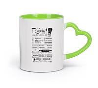 DEBINGY cerámica Tazas blancas Receta De Cocina Familiar Receta De Nuestra Familia Receta De Amor Familiar （11oz/320ml） Para té, café y bebidas calientes Verde