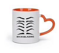 DEBINGY cerámica Tazas blancas Varios logotipos de microblading de Eyebrow Beauty Studio Pestañas Cejas （11oz/320ml） Para té, café y bebidas calientes Naranja