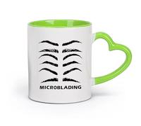 DEBINGY cerámica Tazas blancas Varios logotipos de microblading de Eyebrow Beauty Studio Pestañas Cejas （11oz/320ml） Para té, café y bebidas calientes Verde