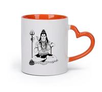 DEBINGY cerámica Tazas con Asas Cómodas Dios indio Religión Shiva India Dios hindú Hinduismo Genial （11oz/320ml） Para té, café y bebidas calientes Naranja