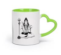 DEBINGY cerámica Tazas con Asas Cómodas Dios indio Religión Shiva India Dios hindú Hinduismo Genial （11oz/320ml） Para té, café y bebidas calientes Verde