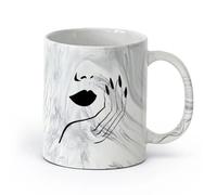 DEBINGY cerámica Tazas con Asas Cómodas Estilo Salón Chica atractivo sexual Mujer Labios Mano Uñas Gel （11oz/320ml） Para cafetería o restaurante Negro mármol