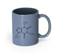 DEBINGY cerámica Tazas con Asas Cómodas Molécula de cafeína Estructura química de laboratorio Cocina （11oz/320ml） Para leche, té, cola y agua Gris azulado